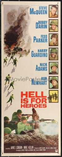 2k0735 HELL IS FOR HEROES insert 1962 Steve McQueen, Bob Newhart, Fess Parker, Bobby Darin