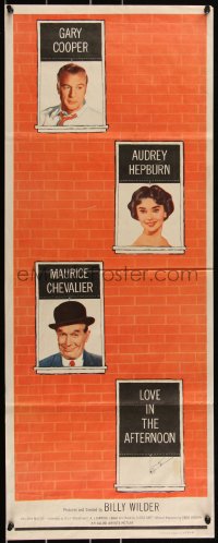 2k0740 LOVE IN THE AFTERNOON insert 1957 Gary Cooper, Audrey Hepburn, Maurice Chevalier