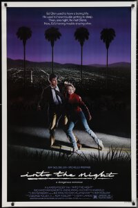 2k1088 INTO THE NIGHT 1sh 1985 cool image of Jeff Goldblum & Michelle Pfeiffer on the run!