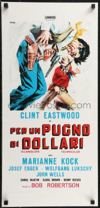 2k0279 FISTFUL OF DOLLARS Italian locandina R1970s different artwork of generic cowboy by Symeoni!
