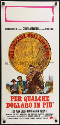 2k0280 FOR A FEW DOLLARS MORE Italian locandina R1970s Leone, art of Clint Eastwood with red title!