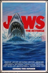 2k1103 JAWS: THE REVENGE advance 1sh 1987 great artwork of shark attacking ship, this time it's personal!