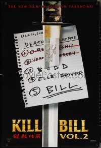 2k1122 KILL BILL: VOL. 2 teaser 1sh 2004 Uma Thurman, Quentin Tarantino directed, hit list & katana!