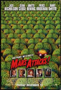 2k1174 MARS ATTACKS! int'l advance DS 1sh 1996 directed by Tim Burton, great image of cast!
