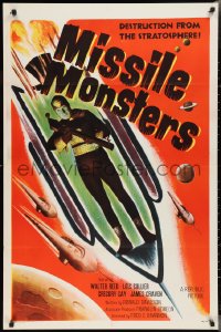 2k1184 MISSILE MONSTERS 1sh 1958 aliens bring destruction from the stratosphere, wacky sci-fi art!