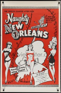2k1204 NAUGHTY NEW ORLEANS 25x38 1sh R1959 Bourbon St. showgirls in French Quarter after dark!