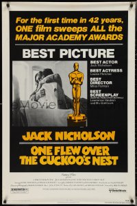 2k1218 ONE FLEW OVER THE CUCKOO'S NEST awards 1sh 1975 Nicholson & Sampson, Forman, Best Picture!