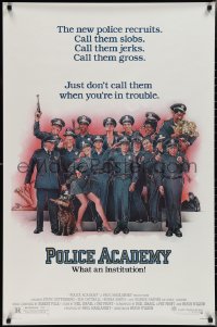 2k1239 POLICE ACADEMY 1sh 1984 Steve Guttenberg, Kim Cattrall, Drew Struzan police artwork!