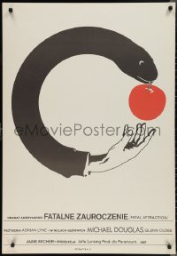 2k0525 FATAL ATTRACTION Polish 27x39 1988 different surreal art of snake & apple by Maciej Kalkus!