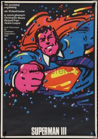 2k0540 SUPERMAN III Polish 27x38 1985 different art of Christopher Reeve by Waldemar Swierzy!