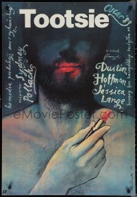 2k0541 TOOTSIE Polish 27x38 1984 Dustin Hoffman, different Walkuski art of man with lipstick!