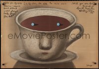 2k0543 WISH YOU WERE HERE Polish 27x38 1988 Emily Lloyd, Stasys art of coffee cup w/eyes!