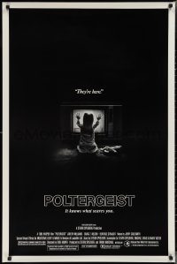 2k1240 POLTERGEIST heavy stock 1sh 1982 Tobe Hooper, classic, they're here, Heather O'Rourke by TV!