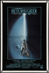 2k1268 RETURN OF THE JEDI 1sh 1983 George Lucas, art of hands holding lightsaber by Reamer!