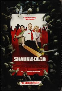 2k1302 SHAUN OF THE DEAD advance DS 1sh 2004 Simon Pegg, Kate Ashfield, Nick Frost & zombies!