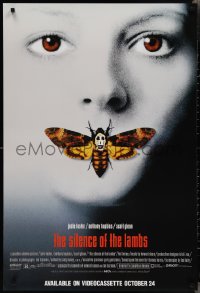 2k0107 SILENCE OF THE LAMBS 2-sided 27x40 video poster 1990 Jodie Foster, Anthony Hopkins, w/moth art