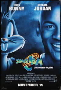 2k1319 SPACE JAM advance DS 1sh 1996 cool dark image of Michael Jordan & Bugs Bunny in outer space!