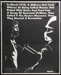 2k0173 BOSTON MASSACRE 19x23 special poster 1970s Guiniven art of soldier w/ bayonet & protestor!