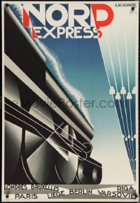 2k0075 NORD EXPRESS 28x40 French art print 1980 Cassandre art of train from 1927 travel poster!
