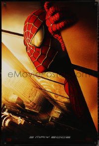 2k1322 SPIDER-MAN teaser DS 1sh 2002 Tobey Maguire w/WTC towers in eyes, Marvel Comics!