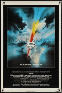2k1359 SUPERMAN 1sh 1978 D.C. comic book superhero Christopher Reeve, cool Bob Peak logo art!