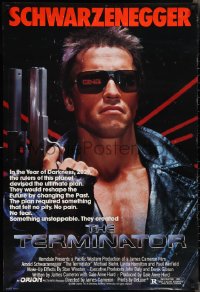 2k1369 TERMINATOR 1sh 1984 classic image of cyborg Arnold Schwarzenegger, no border design!
