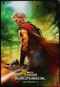 2k1376 THOR RAGNAROK teaser DS 1sh 2017 great image of Chris Hemsworth in the title role w/helmet!