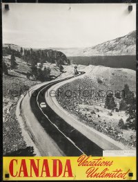 2k0093 CANADA VACATIONS UNLIMITED 17x22 Canadian travel poster 1950s cool image of highway!