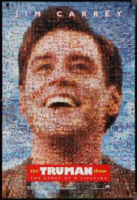 2k1396 TRUMAN SHOW teaser DS 1sh 1998 really cool mosaic art of Jim Carrey, Peter Weir