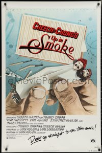 2k1405 UP IN SMOKE recalled 1sh 1978 Cheech & Chong marijuana drug classic, original tagline!