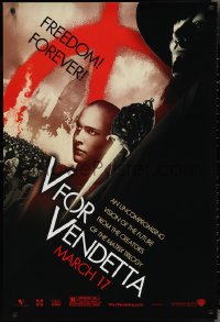 2k1407 V FOR VENDETTA teaser 1sh 2005 Wachowskis, Natalie Portman, Hugo Weaving, city in flames!