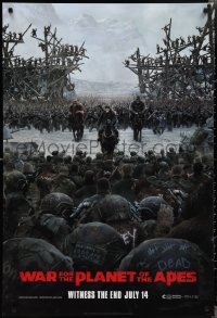 2k1416 WAR FOR THE PLANET OF THE APES style C teaser DS 1sh 2017 Caesar and two large armies!