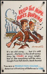 2k0101 PRODUCTION SOLDIER home fires style 14x22 WWII war poster 1941 Hungerford art!