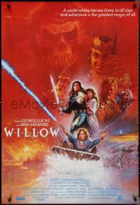 2k1420 WILLOW int'l 1sh 1988 George Lucas & Ron Howard directed, different Brian Bysouth art!