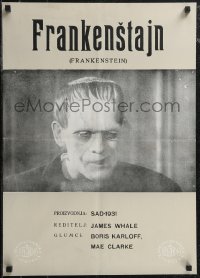 2k0239 FRANKENSTEIN Yugoslavian 19x26 1960s black & white close-up of Boris Karloff as the monster!