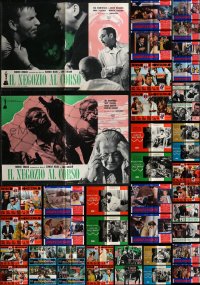 2m0869 LOT OF 44 FORMERLY FOLDED 19X27 ITALIAN PHOTOBUSTAS 1960s-1970s cool movie images!
