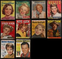 2m0602 LOT OF 10 MOVIE MAGAZINES 1930s-1950s filled with great images & articles!