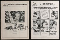 2m0120 LOT OF 2 20TH CENTURY FOX BETTE DAVIS PRESSBOOKS 1952-1953 The Star, Phone Call From a Stranger