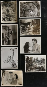2m0698 LOT OF 8 JOHNNY WEISSMULLER TARZAN 8X10 STILLS 1940s-1950s great scenes as the jungle hero!