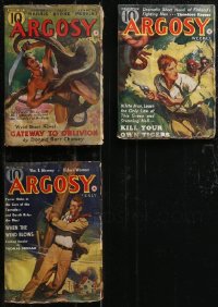 2m0620 LOT OF 3 ARGOSY PULP MAGAZINES 1940 great Rudolph Belarski cover art of thrilling adventure!