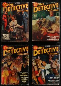 2m0618 LOT OF 4 DIME DETECTIVE PULP MAGAZINES 1930s Parole for the Dead, Tattooed Corpse & more!