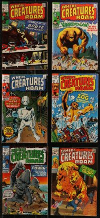 2m0403 LOT OF 6 WHERE CREATURES ROAM COMIC BOOKS 1970-1971 Marvel, The Brute That Walks & more!