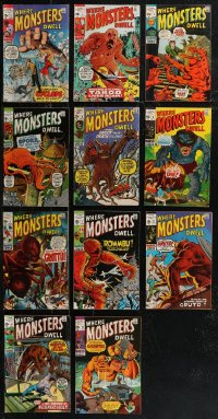 2m0371 LOT OF 11 WHERE MONSTERS DWELL COMIC BOOKS 1970-1975 reprint Marvel Comics horror stories!
