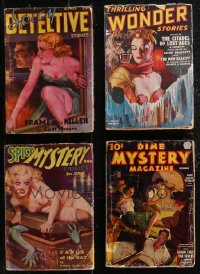 2m0613 LOT OF 4 PULP MAGAZINES 1930s-1950s Spicy Detective, Thrilling Wonder Stories, Dime Mystery!