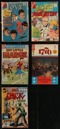 2m0378 LOT OF 5 CHARLTON COMIC BOOKS 1960s-1980s Beatles, My Little Margie, Fightin' Army & more!