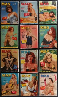 2m0599 LOT OF 12 1957 MODERN MAN MAGAZINES 1957 every issue for that year, sexy nude images!