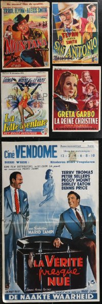 2m0026 LOT OF 5 FORMERLY FOLDED BELGIAN POSTERS 1950s great images from a variety of movies!