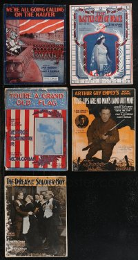2m0429 LOT OF 5 WORLD WAR I 11X14 SHEET MUSIC 1910s The Battle Cry of Peace, You're a Grand Old Flag!