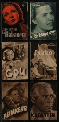 2m0725 LOT OF 6 GERMAN PROGRAMS 1930s-1940s great images from a variety of different movies!
