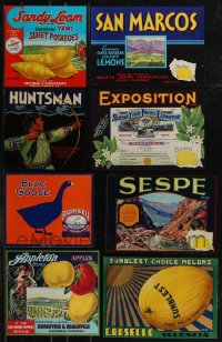 2m0498 LOT OF 8 CRATE LABELS 1940s Sandy Loa Louisiana Yams, Sunblest Choice Melons & more!